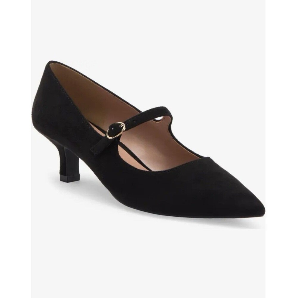 NWOB Paolo Ciara Mary Jane Kitten Heel Pumps Faux Suede Women Size 7 Black
